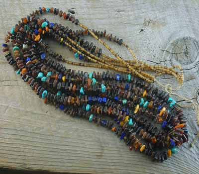 Native American Santo Domingo 4-Strand Amber Necklace